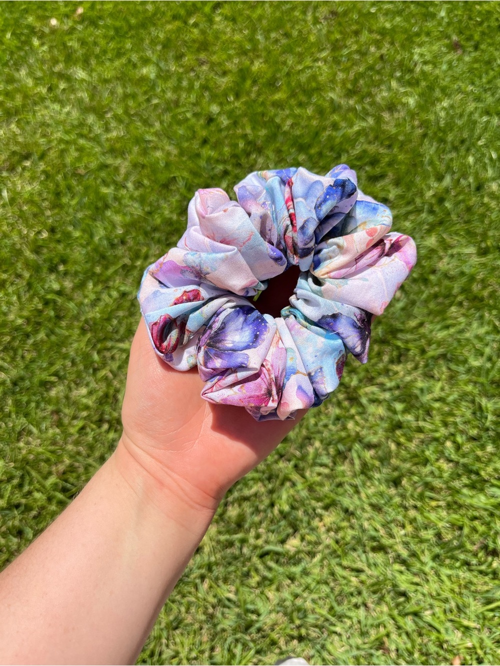 Handmade Watercolor Pastel Pink Blue Purple Butterfly Scrunchie